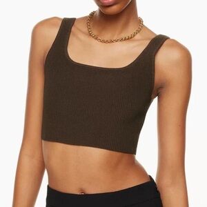 Babaton Dark Brown Ribbed Tank Top